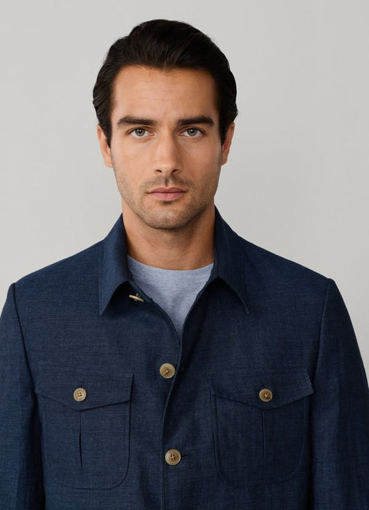 Linen-Cotton Melange Blazer