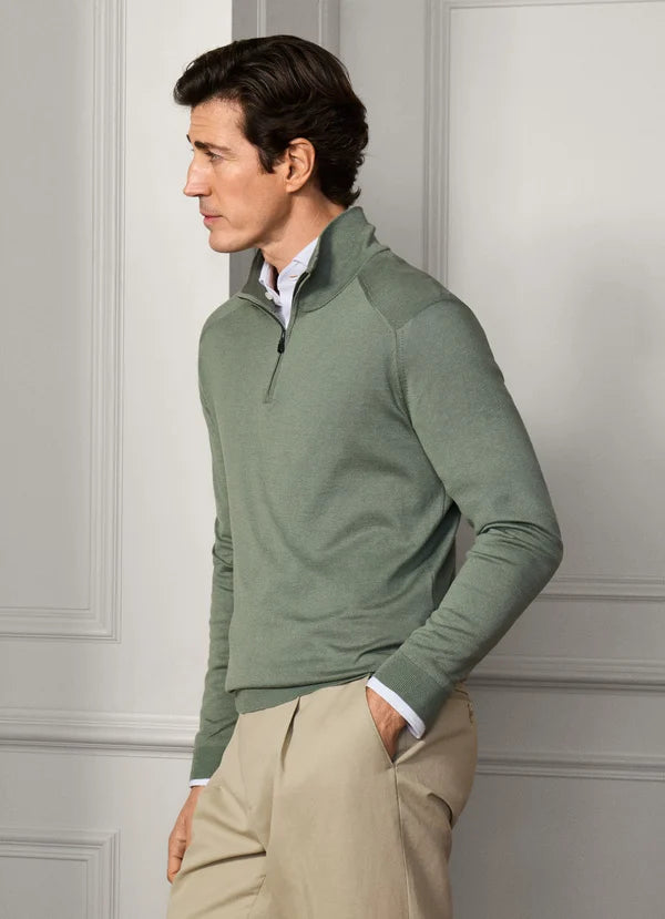 Silk-Cotton Quarter Zip Jumper