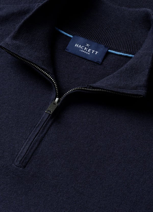 Cotton-Cashmere Quarter Zip Jumper
