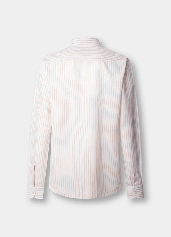 Tailored Fit Cotton-Linen Stripe Shirt
