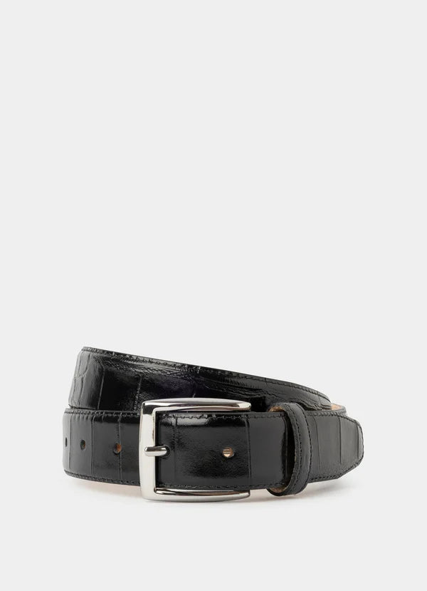 Leather Croc Stamped Formal Belt