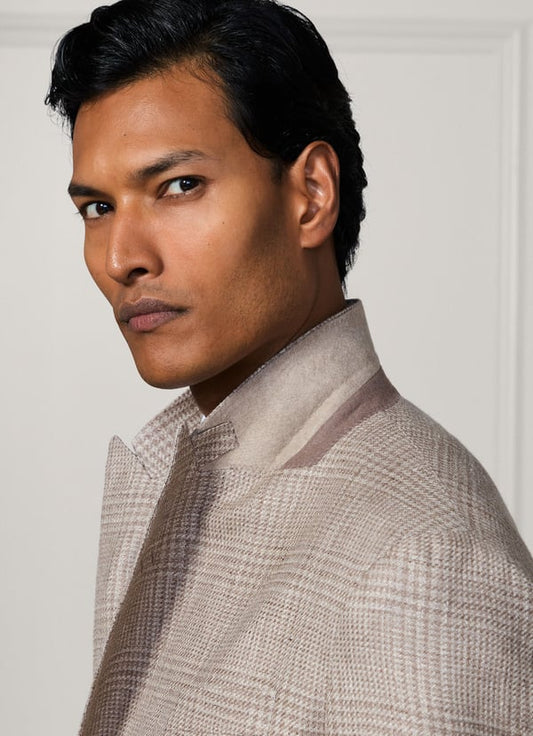 Wool-Linen Glencheck Blazer