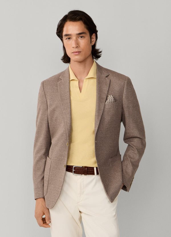 Cotton-Linen Textured Jersey Blazer