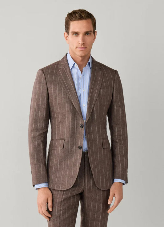 Pure Linen Wide Stripe Suit
