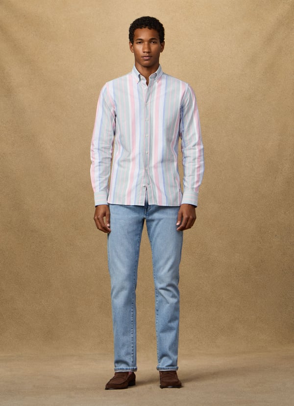 Tailored Fit Multi Stripe Oxford Shirt