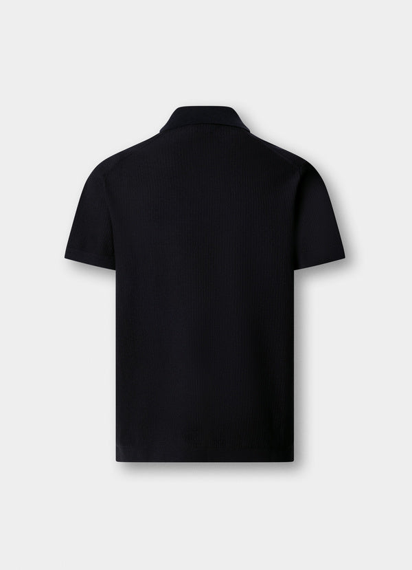 Textured Knitted Short Sleeve Polo