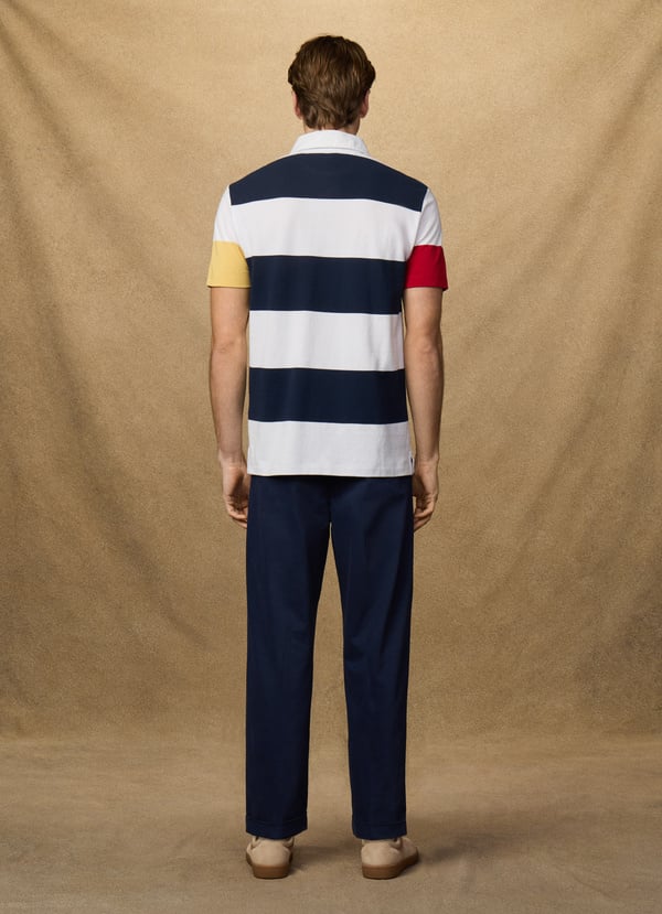 Classic Fit Short Sleeve Stripe Rugby Shirt