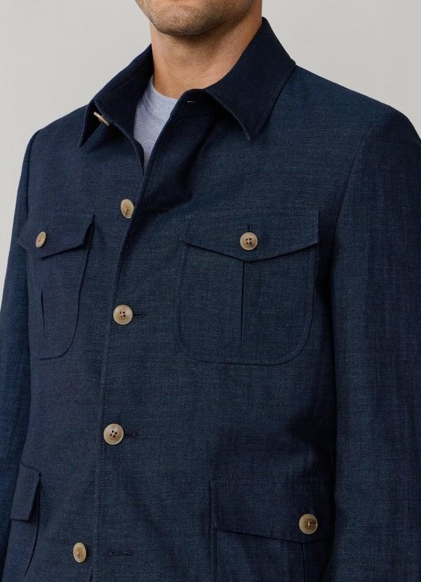Linen-Cotton Melange Blazer