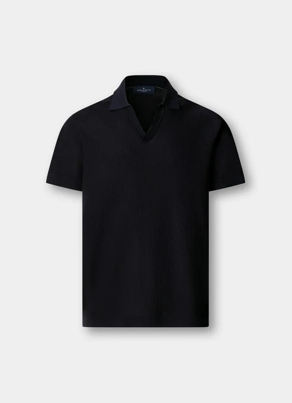 Textured Knitted Short Sleeve Polo