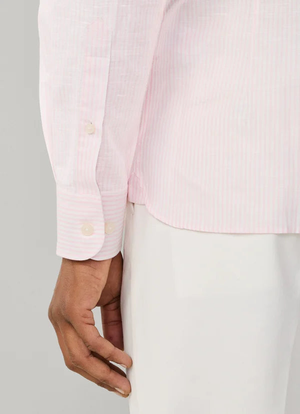 Tailored Fit Linen-Cotton Stripe Shirt