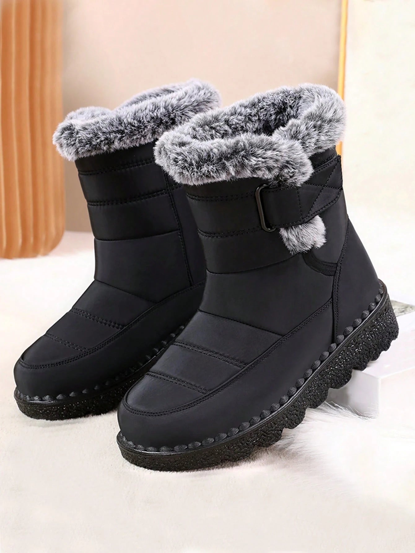 Women's Thickened Thermal Lined Anti-Slip Mid-Calf Snow Boots For Winter Outdoor, Versatile