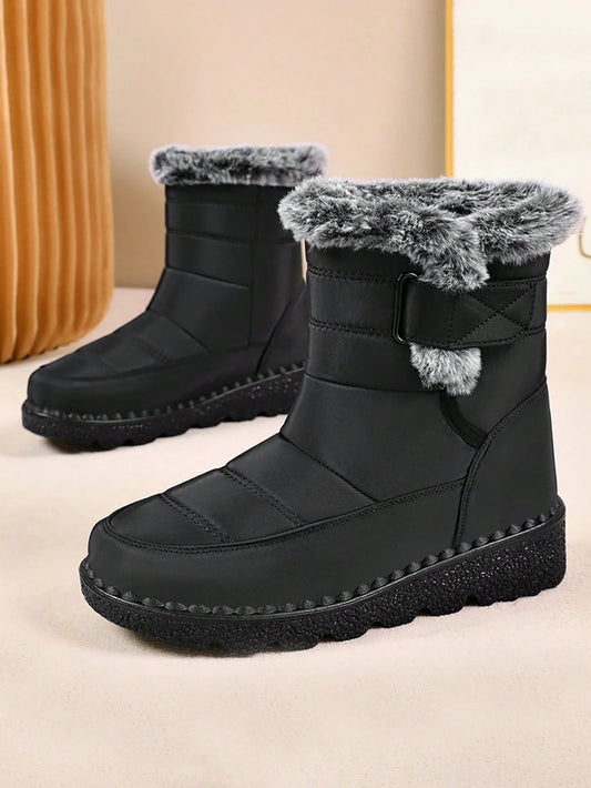 Women's Thickened Thermal Lined Anti-Slip Mid-Calf Snow Boots For Winter Outdoor, Versatile