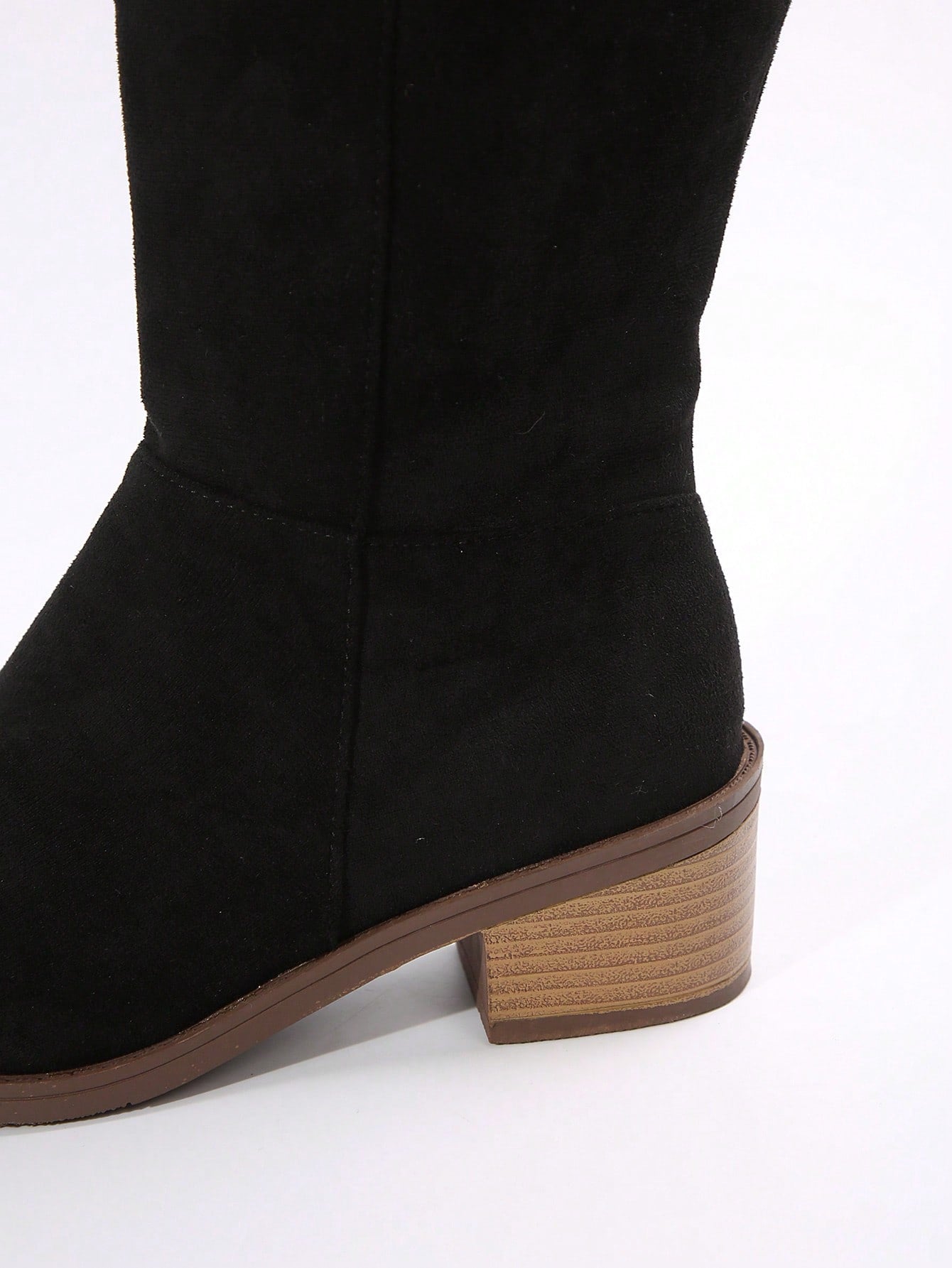 Women's Suede Knee-High Boots With Side Zipper And Chunky Heel