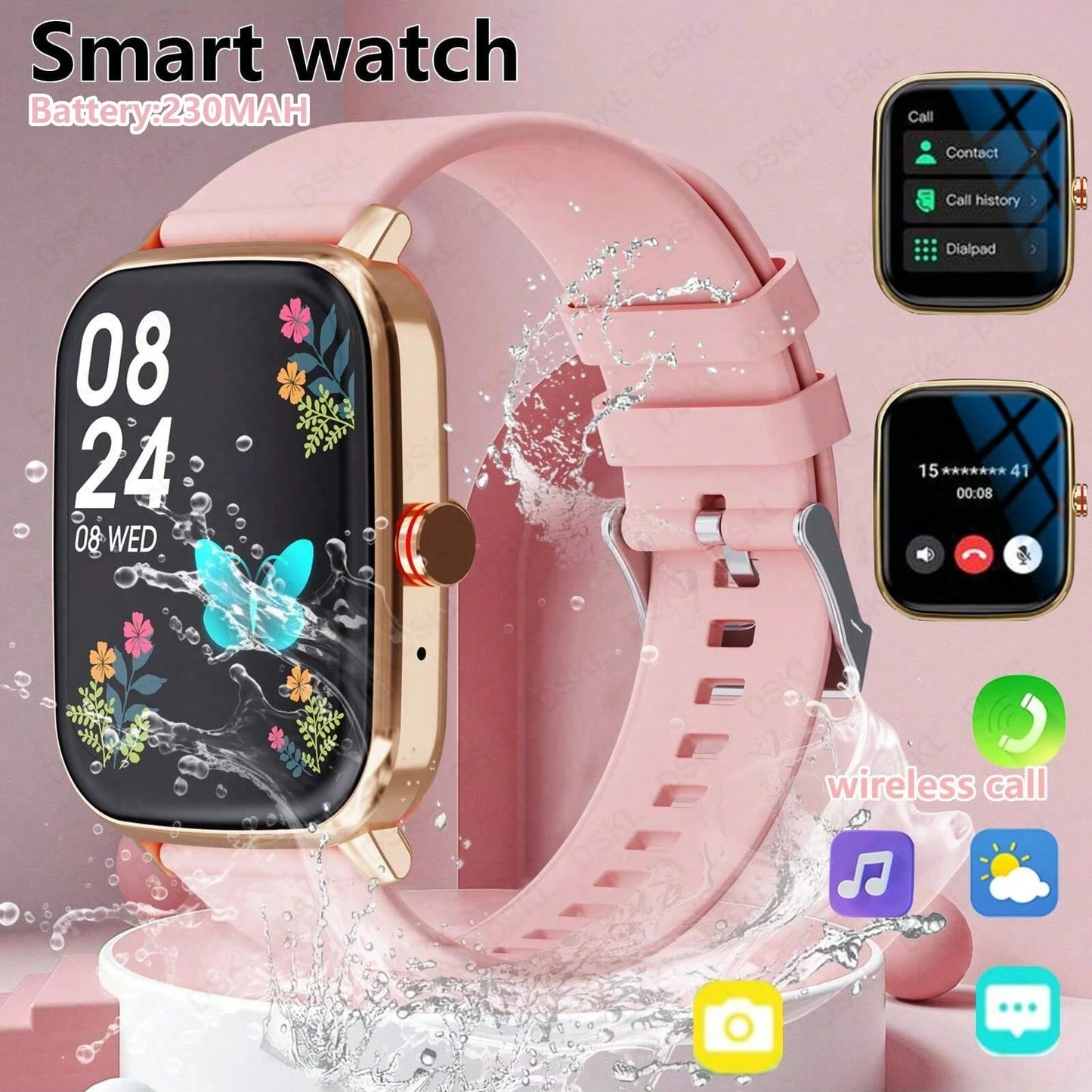 Waterproof Smart Watch, Wireless Call/Dial, Multiple Sports Modes, Incoming Call Alert And Rejection, SMS Notification, Customizable Wallpaper, Compatible With Smartphone/Android System