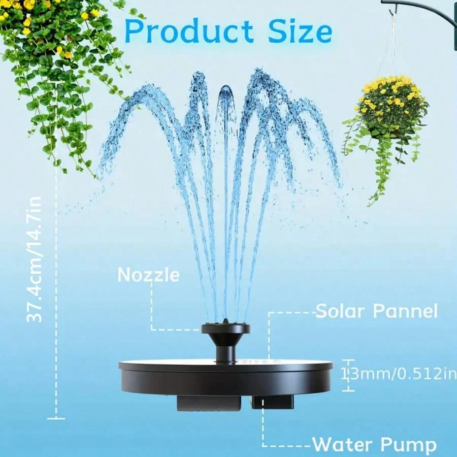 Upgraded Solar Powered Floating Water Fountain For Garden Outdoor Decoration, With 6 Nozzles, For Bird Bath, Garden, Pond, Fish Tank, Aquarium, Swimming Pool, Waterproof IPX8