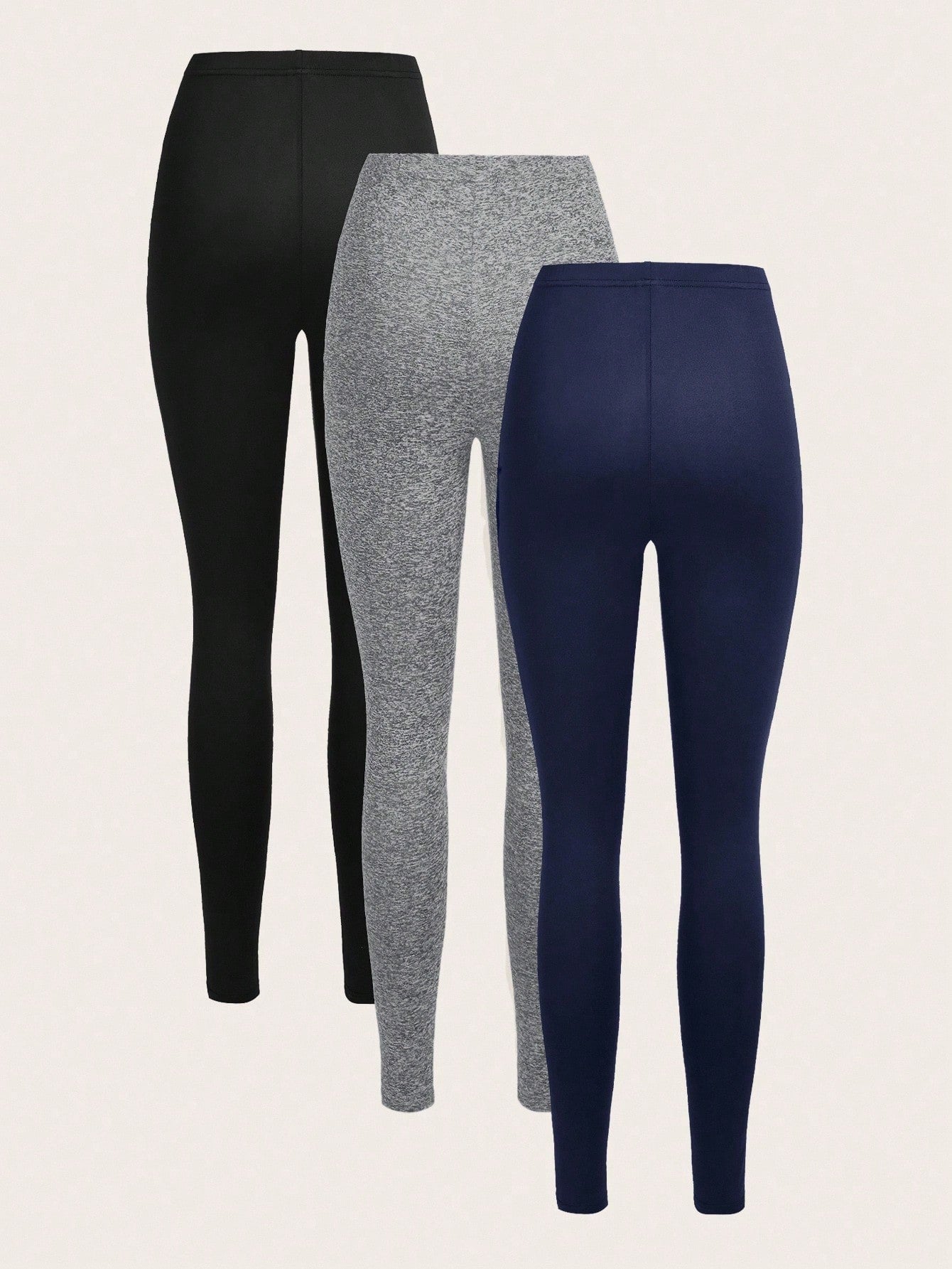 3 Set Casual Knit Slim Fit Legging Skinny Long Pants For Women