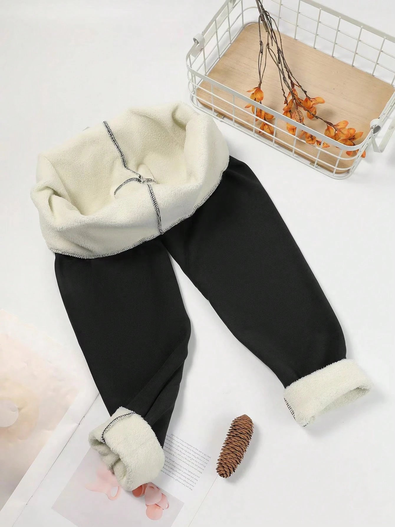 Autumn/Winter Thermal Lined Leggings, Casual High Waist Skinny Pants, Elastic Sherpa Skinny Yoga Pants