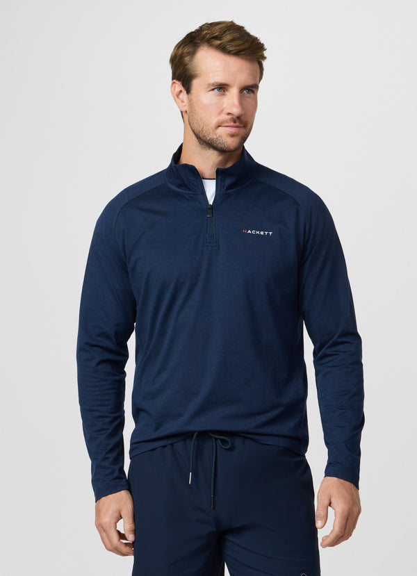 Slim Fit Long Sleeve Quarter Zip Polo