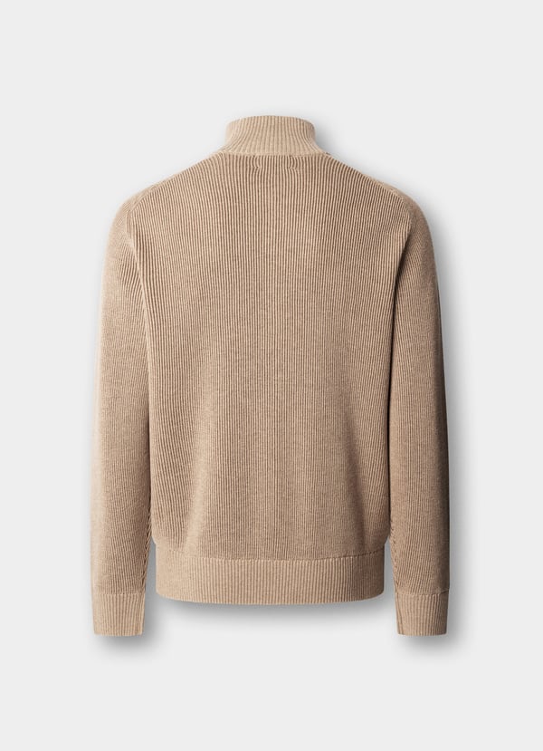 Wool-Cotton Bi-Colour Full-Zip Cardigan