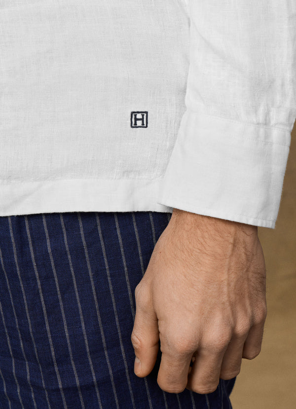 Classic Fit Linen Half Placket Shirt