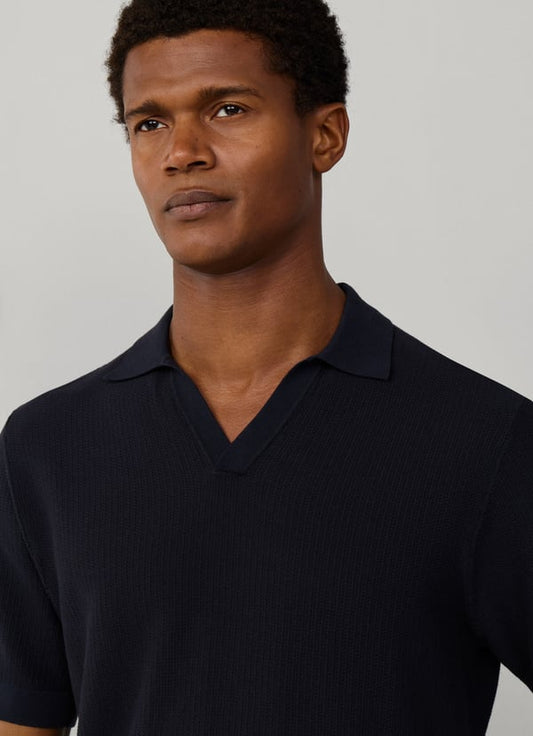 Textured Knitted Short Sleeve Polo