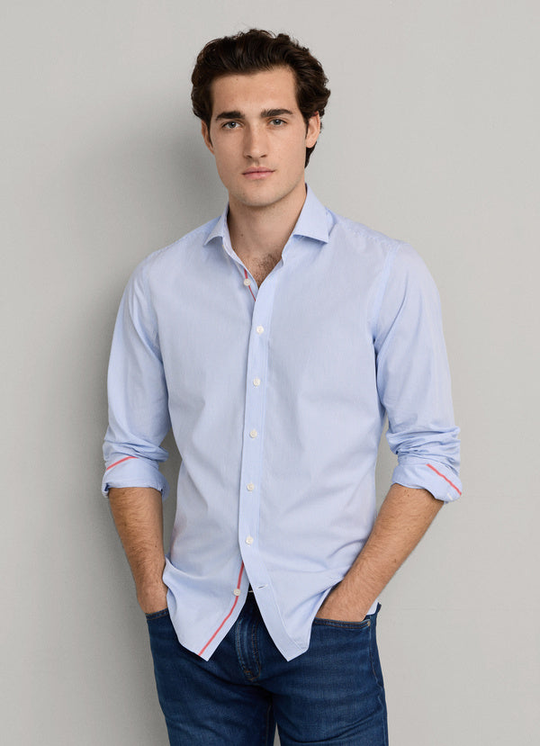 Tailored Fit Engineered Stripe Poplin Shirt