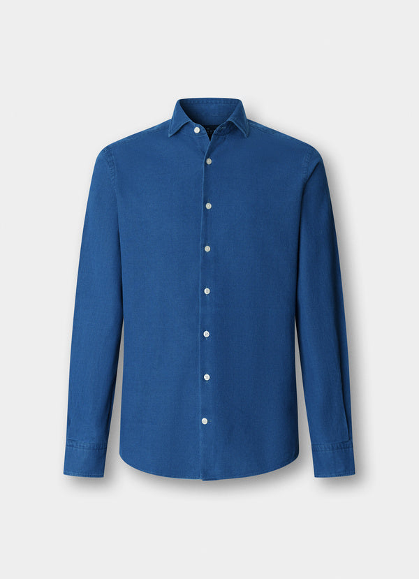 Tailored Fit Textured Denim Shirt