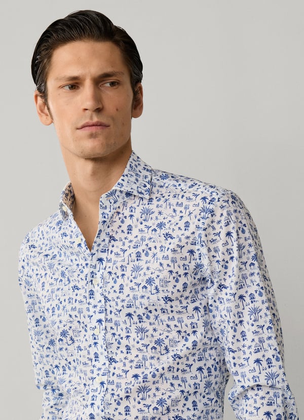 Tailored Fit Island Print Shirt