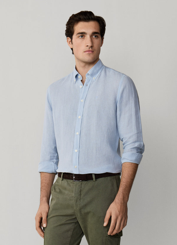 Tailored Fit Garment Dyed Linen Shirt