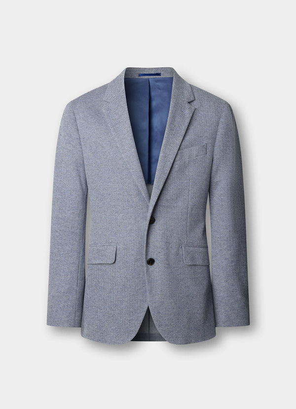 Cotton Herringbone Knit Blazer
