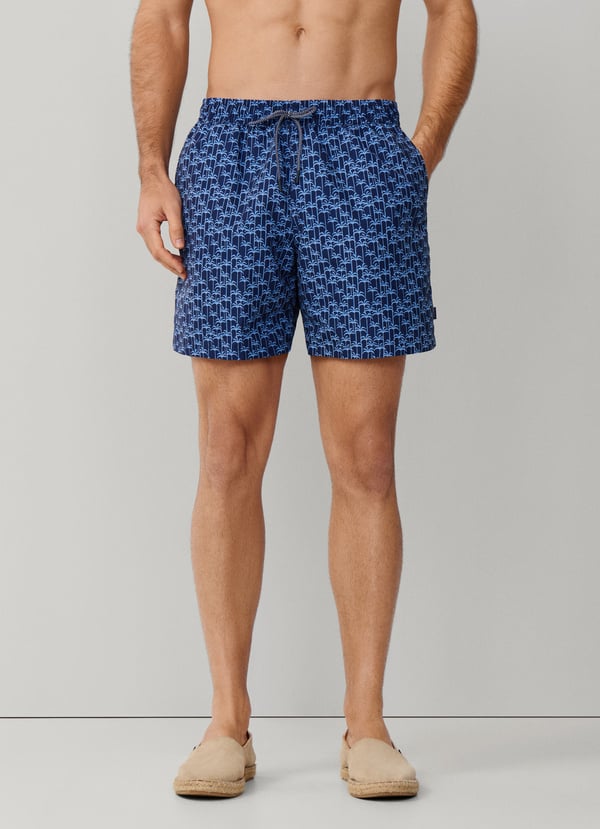 Palm Print Swim Trunk