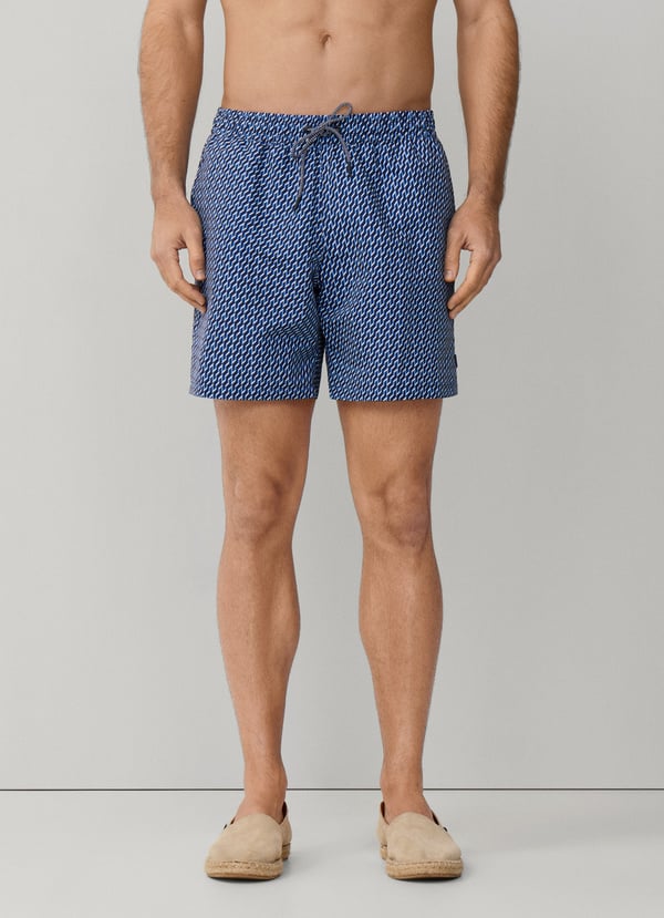 Geo Block Print Swim Trunk