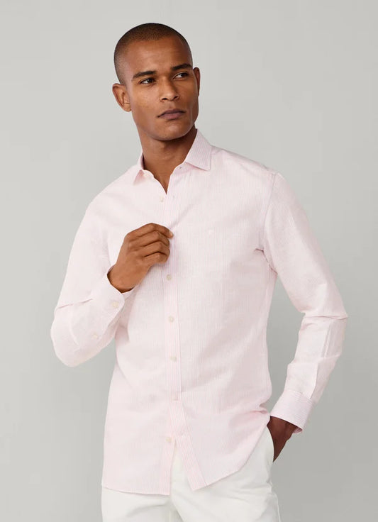 Tailored Fit Linen-Cotton Stripe Shirt