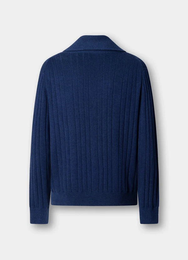 Cotton-Cashmere Rib Shawl Cardigan