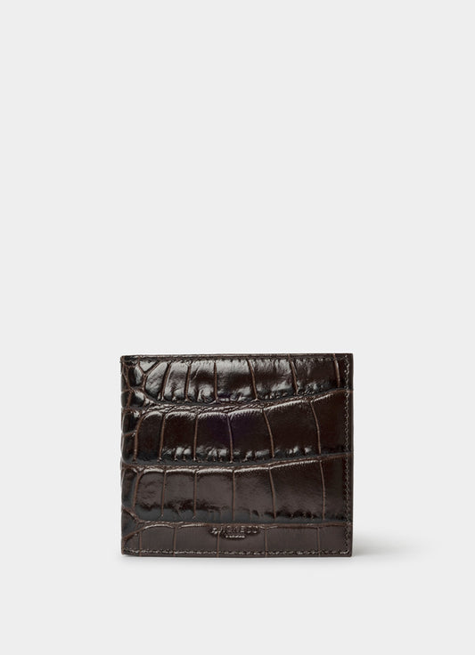 Leather Croc Stamped Billfold Wallet
