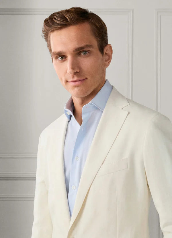 Linen-Cotton Herringbone Blazer
