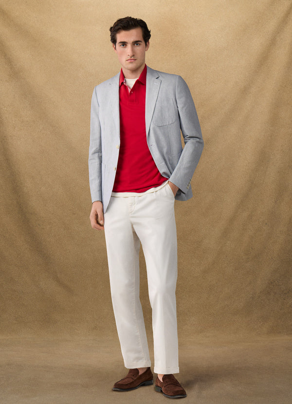 Classic Fit Cotton Linen Stripe Blazer