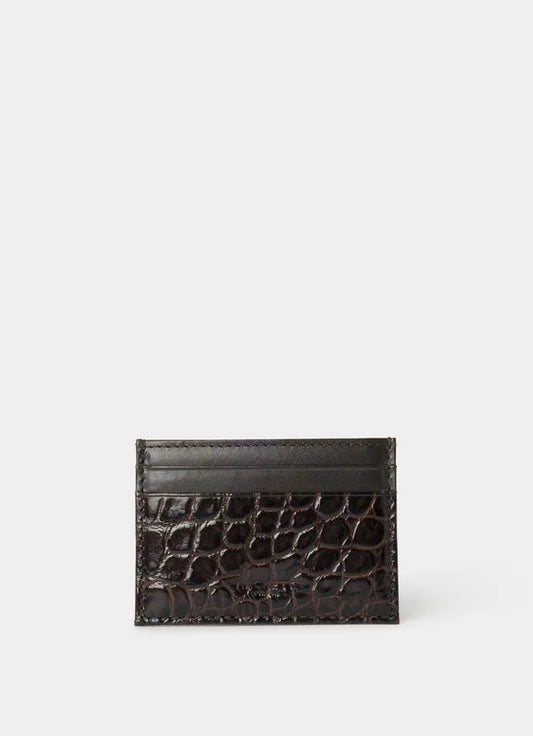 Leather Croc Stamped Cardholder