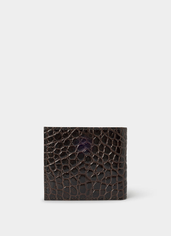 Leather Croc Stamped Billfold Wallet