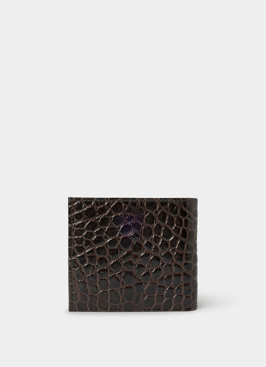 Leather Croc Stamped Billfold Wallet