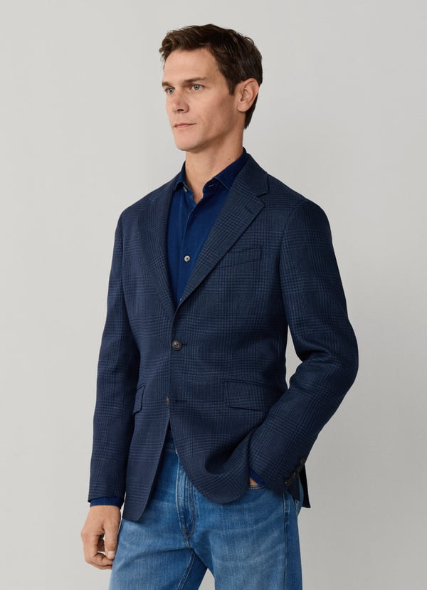 Linen-Wool Glen Check Blazer