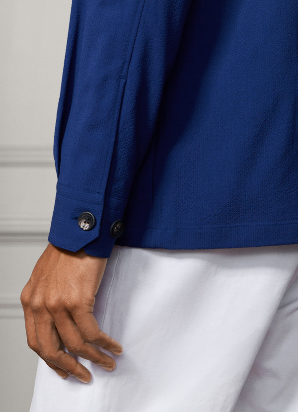 Wool-Silk Seersucker Overshirt - Woven In Italy