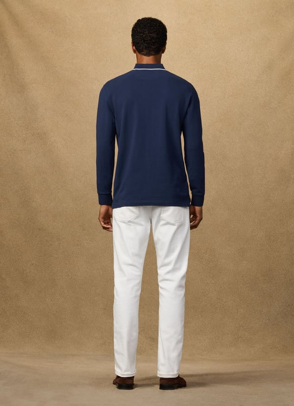 Classic Fit Branded Long Sleeve Polo