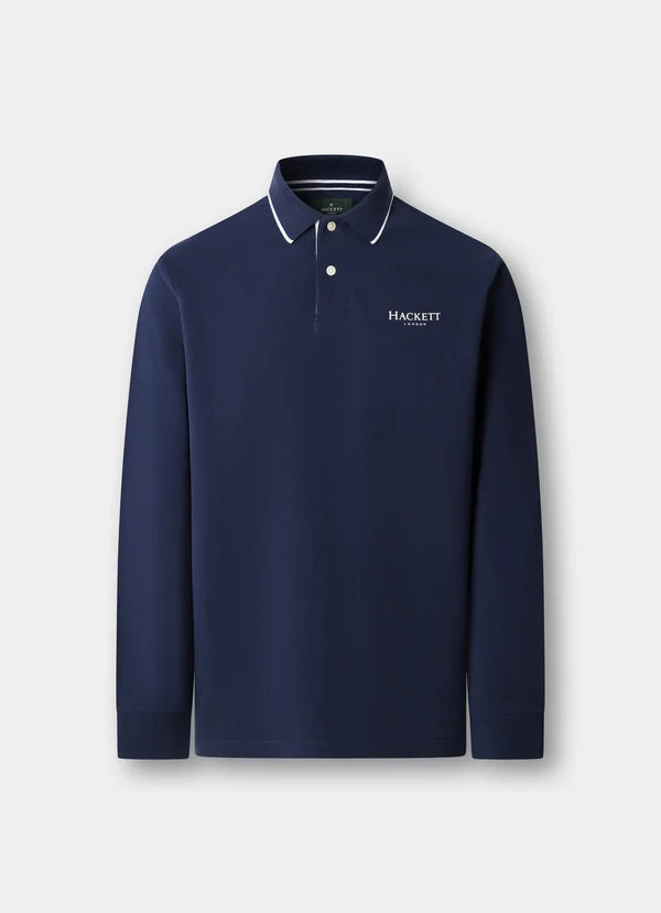 Classic Fit Branded Long Sleeve Polo