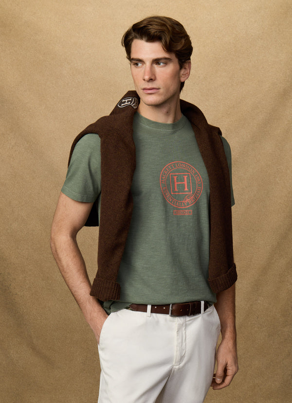Classic Fit Linen Blend Graphic T-Shirt