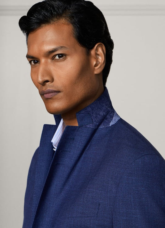 Wool Silk Hopsack Blazer - Woven In Italy