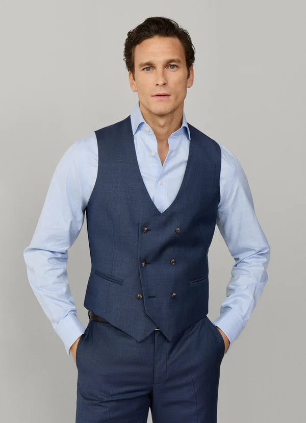 Wool Sharkskin Waistcoat - Woven In Italy