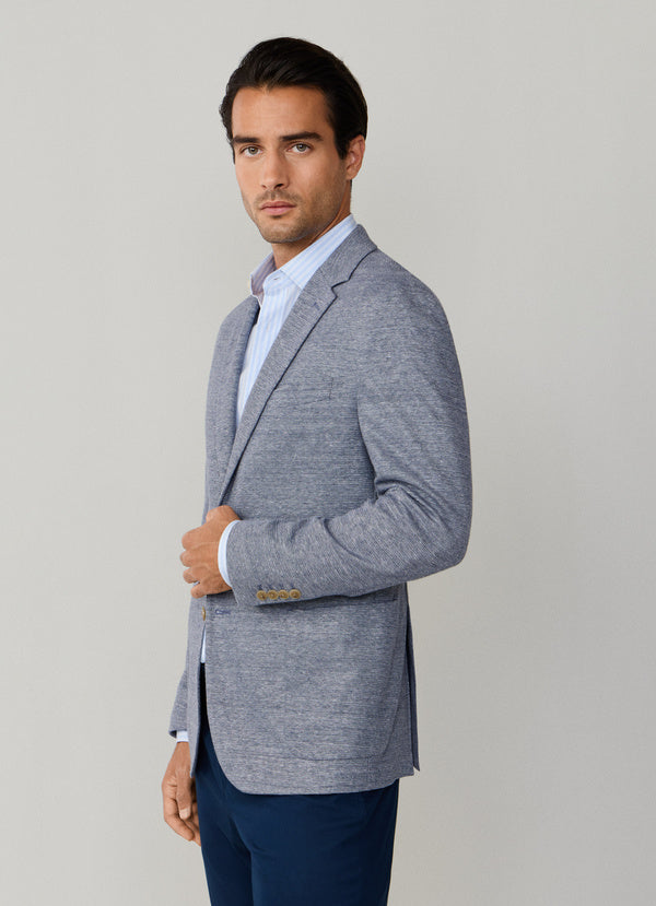 Cotton-Linen Textured Jersey Blazer