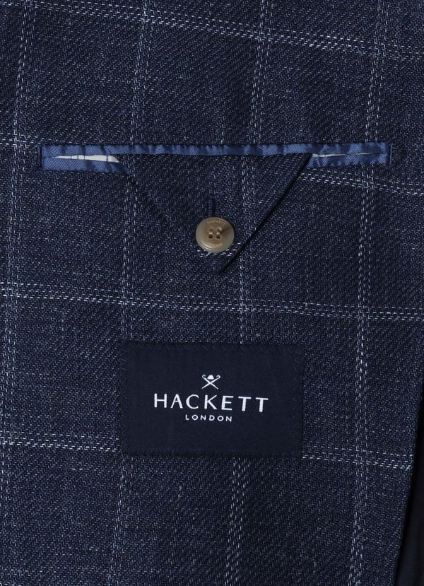 Linen-Cotton Windowpane Check Blazer