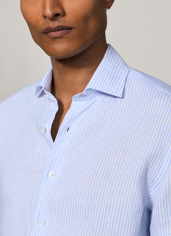 Tailored Fit Striped Linen Shirt